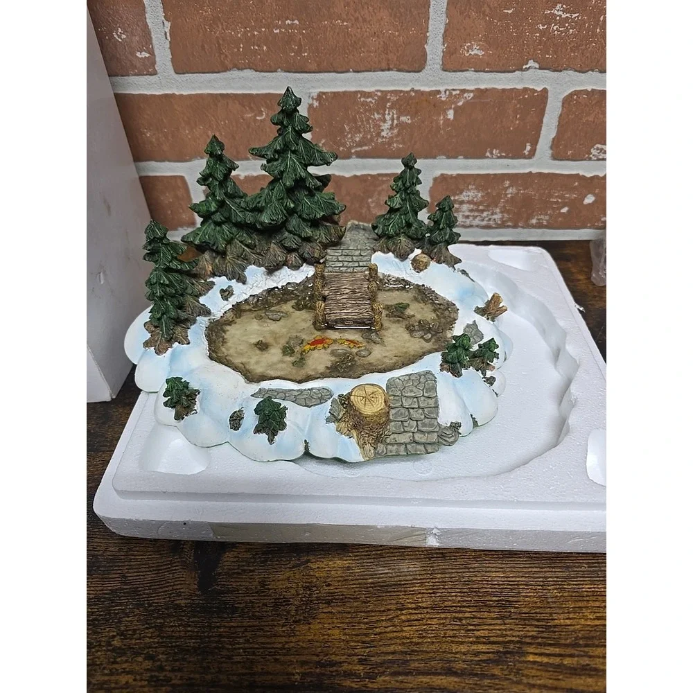 Dept 56 Dickens' Village Series Pine Point Pond Trees Koi Bridge Collection‎
